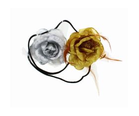 HAIR BAND GOLD & SILVER FLOWER