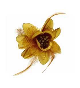 GOLDEN FLOWER HAIR BAND PONYTAIL 