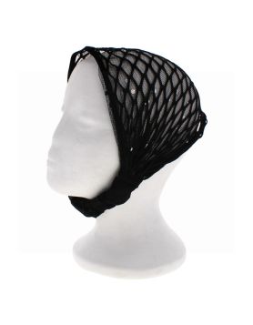 BLACK LACE NET ELASTICATED HEADBAND
