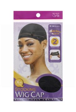 BLACK STOCKING WIG CAP LIGHT & ULTRA STRETCH  2 PIECES