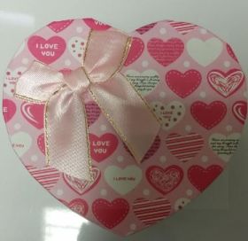 Love Heart Gift Box With Silk Ribbon Bow - 5 Colours And Designs - Colours Vary