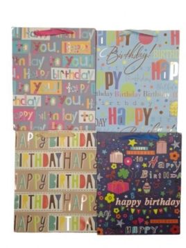 GIFT BAGS – ASSORTED PACK OF 6 BLUE & 6 FLORAL PINK
