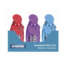 Status Hand Held Mini Fan with Batteries - Assorted Colours - 2.5" 