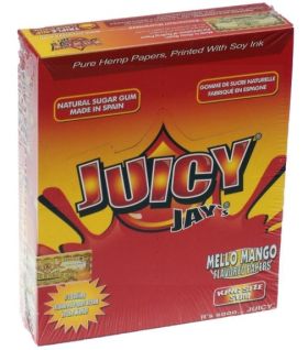 Juicy Jays Mello Mango Flavoured Cigarette Rolling Paper King Size Slim  - Pack Of 24 - 32 Leaves Per Pack