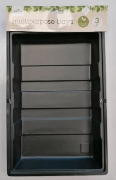 Garden Patch Multipurpose Plastic Trays - Black - 35 x 24 x 5.5cm