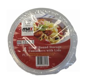 Max House Wares Round Storage Containers with Lids - 750ml - Pack of 4
