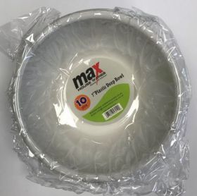 Max Disposable Plastic Deep Bowl - 7" - White - Pack of 10