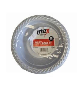 Max House Wares Heavy Duty Plastic Bowl - 6" - White - Pack of 16