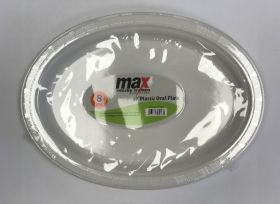 Max Disposable Plastic Oval Plate - 10" - White - Pack of 8