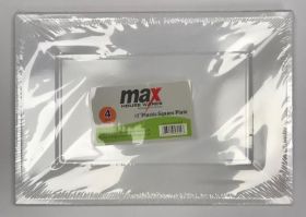 Max Disposable Plastic Rectangular Plate - 13" - White - Pack of 4