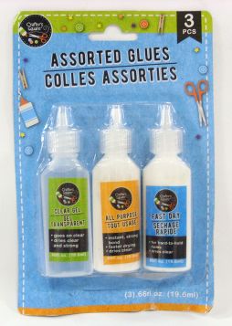 GLUE ASSORTED COLORS 3 PC