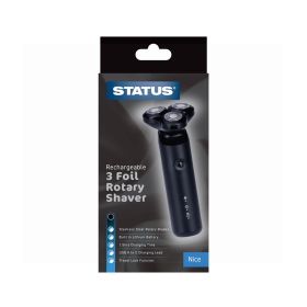 Status Nice Rechargeable 3 Foil Triple Head Rotary Shaver - Black