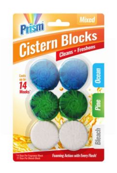 Prism Mixed Fragranced Cistern Toilet Blocks - Pack Of 6