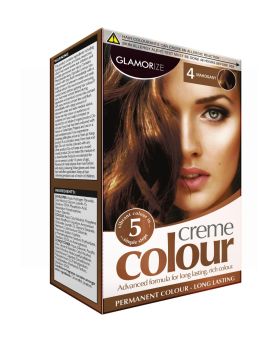 Glamorize Creme Colour Permanent Hair Dye - Shade No 4 - Mahogany - EXP: 08/24