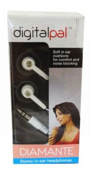 Digital Pal Diamante Stereo In-Ear Headphones - White