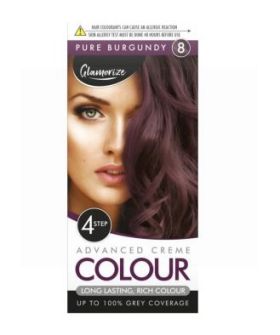 Glamorize Advanced Creme Colour Permanent Hair Dye - Shade 8 - Pure Burgundy - EXP: 09/22