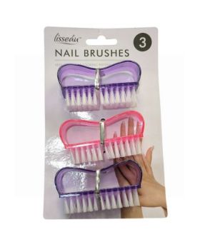 LISSEAU NAIL BRUSHES - ASSORTED COLOURS - PACK OF 3