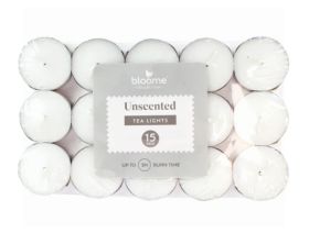 BLOOME PARFUMS UNSCENTED WHITE TEALIGHT CANDLES - PACK OF 15