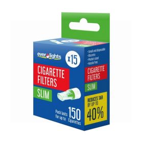 EVERLIGHTS ROLL UP CIGARETTE FILTERS - SLIM - 9.5MM - PACK OF 15