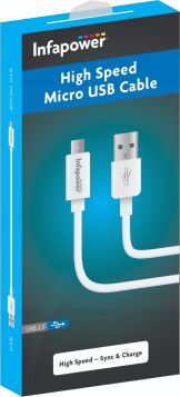 Infapower High Speed Micro USB Cable - White - 1M