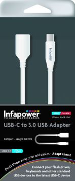 Infapower USB-C to 3.0 USB Adaptor - 10cm - White