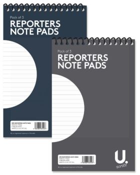 Reporters Writing Pads - Pack Of 3 - Approximate Size: 5" x 8" - 45 Sheets Per Pad   