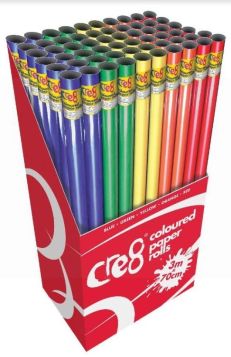 Cre8 Coloured Paper Rolls - 3m x 70cm - Colours May Vary