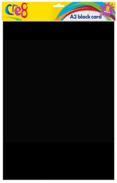 Cre8 A3 Black Cards/Sheets - Pack of 8
