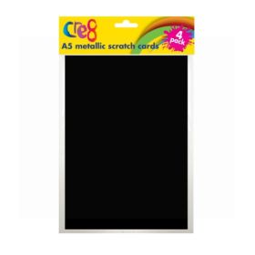 Cre8 A5 Metallic Scratch Card - Black - 21 x 15cm - Pack of 5
