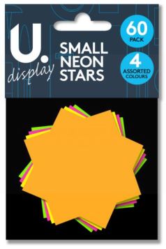 NEON STARS - SMALL - 4 ASSORTED COLOURS - PACK OF 60 