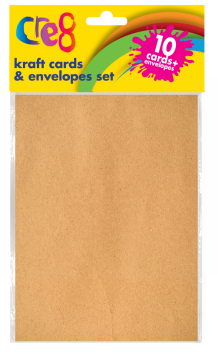 Cre8 Kraft Card & Envelopes Set - 17 x 12.5cm - Pack of 10