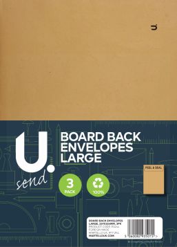 PEAL & SEAL BOARD BACK ENVELOPES - LARGE - PACK OF 3
