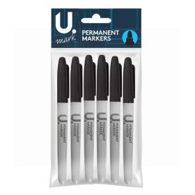 U Mark Bullet Point Permanent Markers - Black - Pack of 6