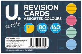 REVISION CARD - ASSORTED COLOURS - PACK OF 60 