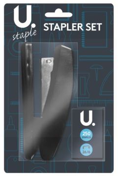 Stapler Set With Stapler And 250 Staples - Black