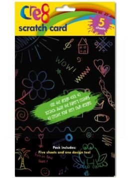 Cre8 A5 Rainbow Scratch Card with Design Tool - 21 x 14.5cm - Pack of 5