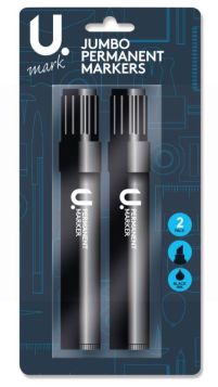 Jumbo Black Permanent Markers - Pack Of 2   