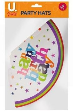 U Party Happy Birthday Party Hats - Pack of 8
