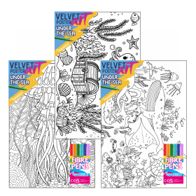 VELVET POSTER ART WITH FIBRE PENS - UNDER THE SEA 