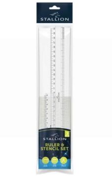 Stallion Ruler & Stencil Set - Assorted Items - Pack of 3