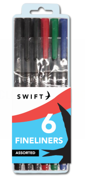 FINELINERS ASSORTED - PACK OF 6