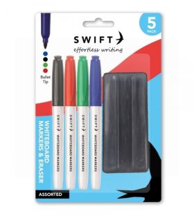 Swift Whiteboard Markers & Eraser 4 pack