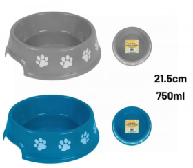 DID Paw Print Plastic Pet Bowl - 21.5cm - 750ml