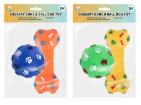 DID Squeaky Bone & Ball Dog Toy - Pack of 2