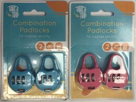 Take a Trip Combination Padlock Set - Pack of 2 - Assorted Colours