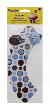 PARTY CRAFT CUPCAKE WRAPPERS BLUE RETRO