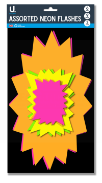 U STATIONERY NEON FLASHES - ASSORTED DESIGNS AND SIZES