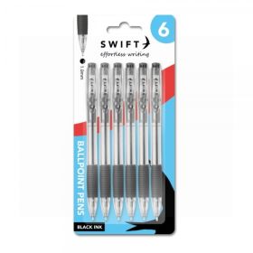 Stallion Retractable Ballpoint Pens - Black - Pack of 6
