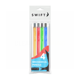 SWIFT ERASER TOPPED MECHANICAL PENCILS - ASSORTED - PACK OF 4