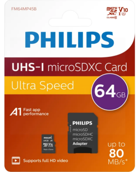 Philips UHS-1 Micro SDHC Card - Class 10 - 64GB